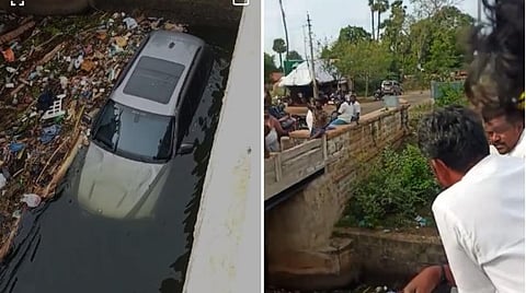 மதுரை அருகே ஓட்டிப் பழகியபோது கால்வாய்க்குள் பாய்ந்த பிஎம்டபிள்யூ கார் 