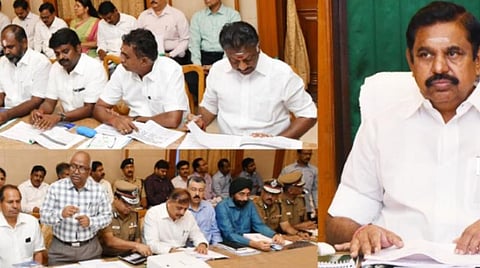 ஆய்வுக்கூட்டத்தில் முதல்வர் மற்றும் அமைச்சர்கள்