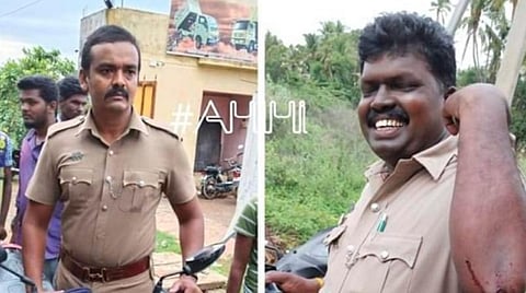 படம்: சிறப்பு ஏற்பாடு. காவலர் மூவேந்தன் (இடது); காவலர் காளிராஜ் (வலது)