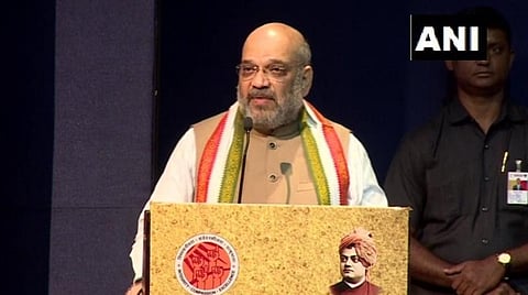 டெல்லியில் இன்று நடந்த கருத்தரங்கில் உள்துறை அமைச்சர் அமித் ஷா பேசிய காட்சி : படம் ஏஎன்ஐ