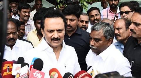 செய்தியாளர் சந்திப்பின் போது ஸ்டாலின்