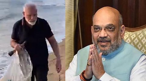பிளாஸ்டிக் குப்பையை சேகரித்த பிரதமர் மோடி: உண்மையான தலைவரின் வழிநடத்தும் உதாரணம்; அமித் ஷா பாராட்டு