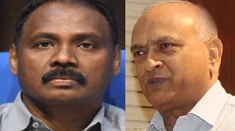 (முதல் படம்) ஜம்மு காஷ்மீர் துணை நிலை ஆளுநராகப் பதவியேற்கும் கிரிஷ் சந்திர முர்மு,ஐ.ஏ.எஸ்., (இரண்டாவது படம்) லடாக் துணைநிலை ஆளுநராகப் 
பதவியேற்கும் ராதாகிருஷ்ணன் மாத்தூர், ஐஏஎஸ்.
