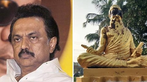 ஸ்டாலின் - பிள்ளையார்பட்டியில் அவமதிக்கப்பட்ட திருவள்ளுவர் சிலை