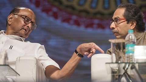 என்சிபி தலைவர் சரத் பவார், சிவசேனா தலைவர் உத்தவ் தாக்கரே : கோப்புப்படம்