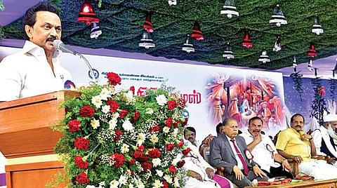மதுரையில் நடைபெற்ற சமத்துவ கிறிஸ்துமஸ் பெருவிழாவில் பேசினார் திமுக தலைவர் ஸ்டாலின். படம்:எஸ்.கிருஷ்ணமூர்த்தி