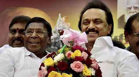 கலைஞர் பாணியில் அஞ்சாமை: புதுவை முதல்வர் நாராயணசாமிக்கு ஸ்டாலின் வாழ்த்து