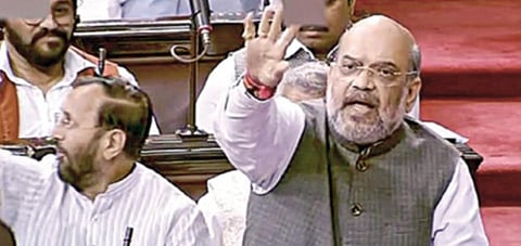 டெல்லி கலவரம் தொடர்பாக மாநிலங்களவையில் நேற்று பதில் அளித்து பேசிய மத்திய உள்துறை அமைச்சர் அமித் ஷா. படம்: பிடிஐ