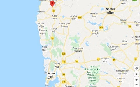 மும்பை அருகே பால்கர் மாவட்டத்தில் நிலநடுக்கம் ஏற்பட்ட பகுதியைக் குறிக்கும் வரைபடம்.