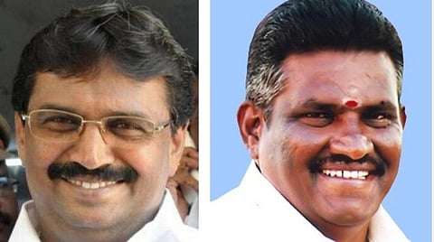 திமுக எம்எல்ஏ நா.கார்த்திக், அதிமுக எம்எல்ஏ கே.அர்ச்சுனன்.