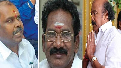 ஆர்.பி.உதயகுமார், செல்லூர் கே. ராஜூ, வி.வி. ராஜன் செல்லப்பா (இடமிருந்து வலமாக)