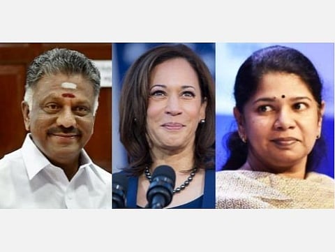 அமெரிக்க துணை அதிபர் தேர்தல் வேட்பாளர் கமலா ஹாரீஸுக்கு துணை முதல்வர் ஓபிஎஸ், கனிமொழி வாழ்த்து 