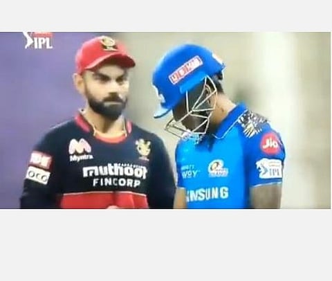 சூரிய குமார் யாதவ்வை முறைத்துப் பார்க்கும் விராட் கோலி.