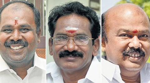 இடமிருந்து வலமாக ஆர்.பி.உதயகுமார், செல்லூர் ராஜூ, ராஜன் செல்லப்பா