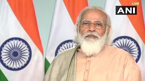 இந்திய வர்த்தகம் மற்றும் தொழில் கூட்டமைப்பின் மாநாட்டில் பிரதமர் மோடி பேசிய காட்சி: படம் | ஏஎன்ஐ.