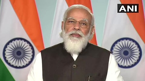 பாரீஸ் காலநிலை மாநாட்டின் 5-வது ஆண்டு விழாவான நேற்று நடந்த காலநிலை இலக்கு மாநாட்டில் பிரதமர் மோடி பேசிய காட்சி: படம் | ஏஎன்ஐ.