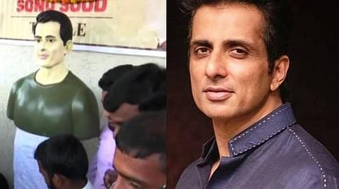 புதிய கவுரவம் பெற்ற சோனு சூட்: கோயில் கட்டிய தெலங்கானா கிராமத்தினர்