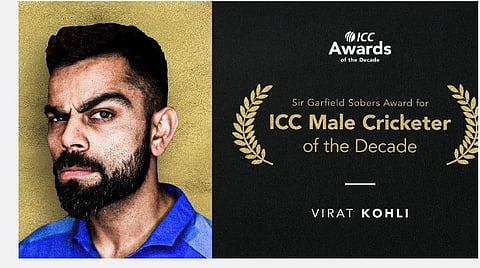 10 ஆண்டுகளில் சிறந்த கிரிக்கெட் வீரராகத் தேர்வு செய்யப்பட்டுள்ள விராட் கோலி | படம் உதவி: ட்விட்டர்