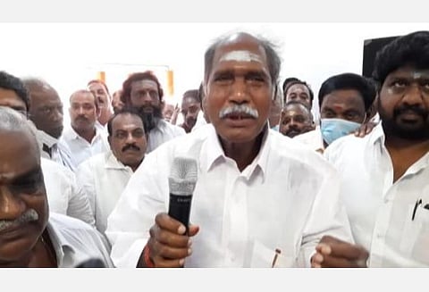 படவிளக்கம்: என்.ஆர்.காங்கிரஸ் கட்சி ஆண்டுவிழாவில் பேசும் எதிர்கட்சித் தலைவர் ரங்கசாமி. 