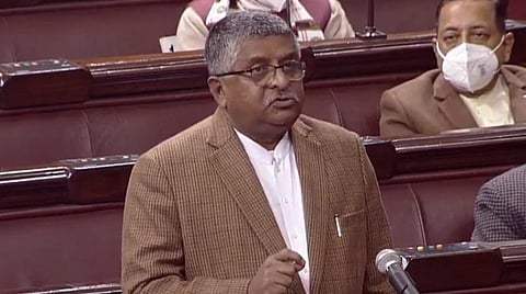 மத்திய தகவல் தொழில்நுட்பத்துறை அமைச்சர் ரவி சங்கர் பிரசாத் மாநிலங்களவையில் பேசிய காட்சி : படம் ஏஎன்ஐ