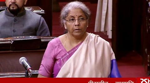 மாநிலங்களவையில் மத்திய நிதியமைச்சர் நிர்மலா சீதாராமன் பேசிய காட்சி: படம் | ஏஎன்ஐ.