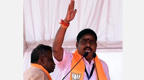 பொதுக்கூட்டத்தில் பேசிய அமைச்சர் நமச்சிவாயம்.