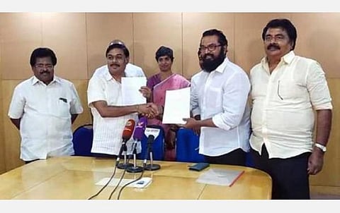 ஐஜேகே - ச.ம.க புதிய கூட்டணி ரவி பச்சமுத்து, சரத்குமார் கூட்டாக அறிவிப்பு