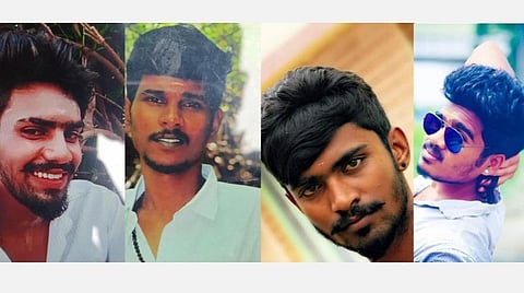 விபத்தில் உயிரிழந்த இளைஞர்கள் பாலமுருகன், ஆனந்த், பிரவீன், சபரி பாலமுருகன்.