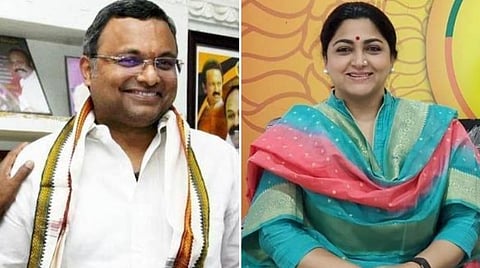 உங்கள் தந்தைக்கு இன்னும் அவமானத்தைத் தேடித் தராதீர்கள்: கார்த்தி சிதம்பரத்துக்கு குஷ்பு பதிலடி