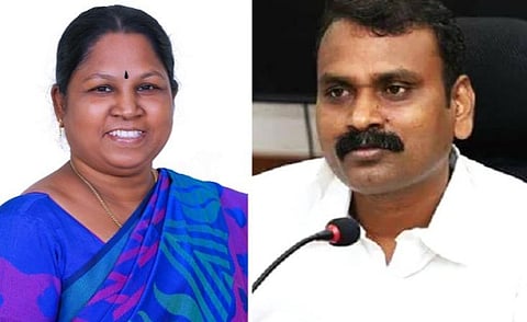 தாராபுரம் தொகுதி திமுக வேட்பாளர் கயல்விழி செல்வராஜ், பாஜக வேட்பாளர் எல்.முருகன்.