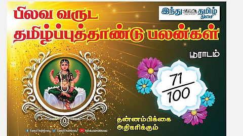 பிலவ வருட தமிழ்ப்புத்தாண்டு பலன்கள்  2021 -2022; பூராடம் நட்சத்திர அன்பர்களே! எடுத்த காரியம் ஜெயிக்கும்; குடும்பத்தில் குதூகலம்; பாக்கி வசூலாகும்; மனதில் மகிழ்ச்சி! 