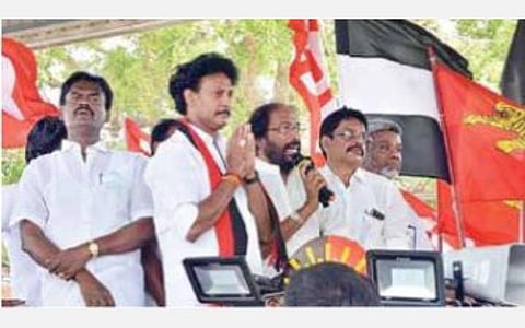 தமிழக தேர்தல் முடிவை இந்தியாவே எதிர்நோக்கி காத்திருக்கிறது: மகேஷ் பொய்யாமொழியை ஆதரித்து திருச்சி சிவா எம்.பி பிரச்சாரம்