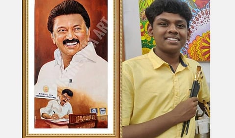 கரோனா நிதிக்காக முதல்வர் ஓவியம் ஏலம்: 15 வயது படைப்பாளியின் புது முயற்சி