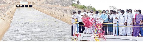 சென்னை குடிநீருக்காக, ஆந்திர மாநிலம்- கண்டலேறு அணையிலிருந்து திறக்கப்பட்ட கிருஷ்ணா நீர் நேற்று காலை தமிழக எல்லையான, திருவள்ளூர் மாவட்டம், ஊத்துக்கோட்டை அருகே தாமரைக்குப்பம் ஜீரோ பாயிண்டுக்கு வந்தடைந்தது. அதை பால்வளத் துறை அமைச்சர் சா.மு.நாசர், மாவட்ட ஆட்சியர் டாக்டர் ஆல்பி ஜான் வர்கீஸ் ஆகியோர் மலர் தூவி வரவேற்றனர். இந்நிகழ்வில், நீர்வளத் துறையின் பாலாறு வடிநில கோட்ட கண்காணிப்பு பொறியாளர் முத்தைய்யா, திருவள்ளூர் எம்.பி. ஜெயக்குமார் உள்ளிட்டோர் பங்கேற்றனர்.