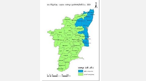வேளாண்மைப் பல்கலைக்கழகம் வெளியிட்ட மழை விவரம் குறித்த வரைபடம் .