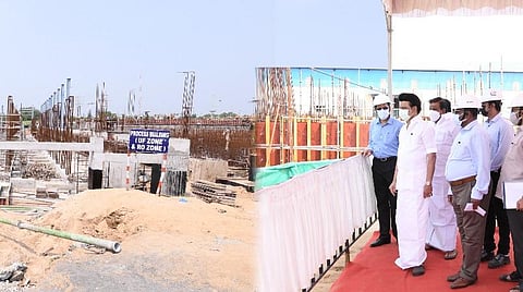 நெம்மேலியில் கடல்நீரைக் குடிநீராக்கும் நிலையம் அமைக்கும் பணிகளை ஆய்வு செய்த முதல்வர் ஸ்டாலின்.