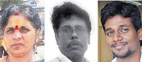 கொலை செய்யப்பட்ட ராஜ் - கலா தம்பதி மற்றும் கவுதமன்