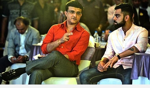 பிசிசிஐ தலைவர் சவுரவ் கங்குலி, கேப்டன் விராட் கோலி | படம் உதவி: ட்விட்டர்.