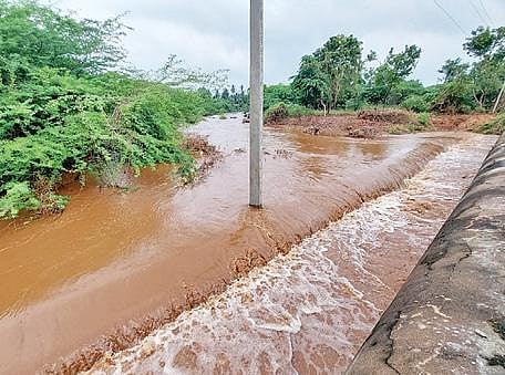 மாவட்டங்களில் தொடர் மழையால் நெற்பயிர்கள் சேதம்; திண்டுக்கல் அருகே துண்டிக்கப்பட்ட சாலை: ராமேசுவரம் கோயிலில் தேங்கிய மழை நீர்