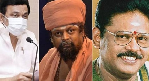 மு.க.ஸ்டாலின், குன்றக்குடி பொன்னம்பல அடிகளார், சுகிசிவம் | கோப்புப் படங்கள்.