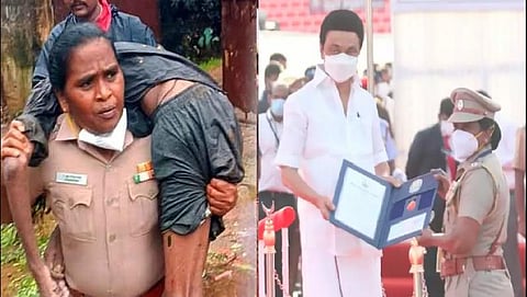 மறக்கமுடியுமா?- முதல்வர் ஸ்டாலினிடமிருந்து அண்ணா பதக்கம் பெற்றார் காவல் ஆய்வாளர் ராஜேஸ்வரி