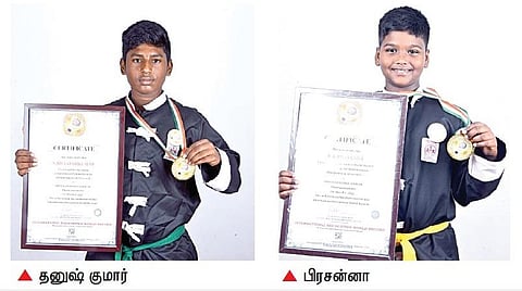 ஒற்றை கால் குந்தம், கண்ணை கட்டிய சிலம்பம் போட்டியில் படப்பை மாணவர்கள் உலக சாதனை