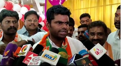 சேலத்தில் செய்தியாளர்களைச் சந்தித்த தமிழக பாஜக தலைவர் அண்ணாமலை