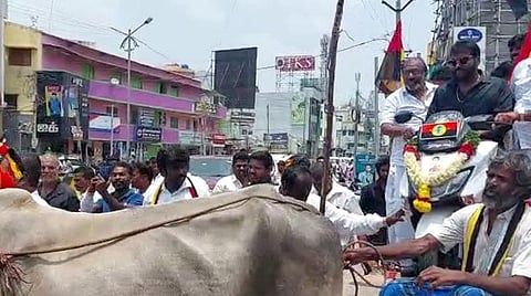 போராட்டத்தில் ஈடுபட்ட விஜயபிரபாகரன்