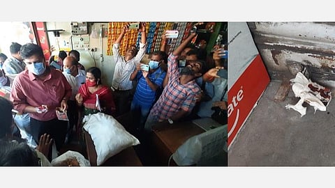 1) ஜவஹர் பஜார் கரூர் ஆட்சியர் பிரபு சங்கர் ஆய்வு | 2) குட்கா புகையிலை பொருட்கள்  கைப்பற்றப்பட்ட கடைக்கு சீல் வைப்பு