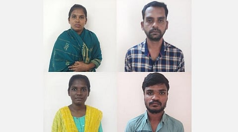 மேல் படம் : விஜய் - லட்சுமி தம்பதி | கீழ் படம் : சூர்யா- பாரதி தம்பதி