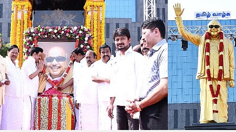 99-வது பிறந்த நாளையொட்டி தமிழக அரசு சார்பில் விழா - கருணாநிதி படத்துக்கு முதல்வர் மு.க.ஸ்டாலின் மரியாதை