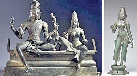 கும்பகோணம் கோயிலில் 60 ஆண்டுகளுக்கு முன்னர் திருடப்பட்டு, அமெரிக்க அருங்காட்சியகங்களில் வைக்கப்பட்டுள்ள சோமாஸ்கந்தர், அம்மன் சிலைகள்.