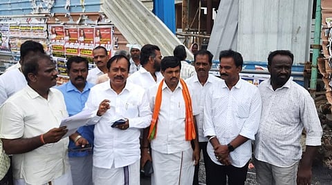 திருவண்ணாமலை கிரிவல பாதையில் கருணாநிதி சிலை அமைய உள்ள இடத்தை பார்வையிட்ட பாஜக முன்னாள் தேசியச் செயலாளர் எச்.ராஜா.