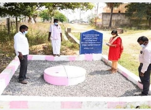 பாப்பாங்குழி கிராமத்தில் அமைக்கப்பட்டுள்ள கழிவுநீர் மேலாண்மை தொட்டி